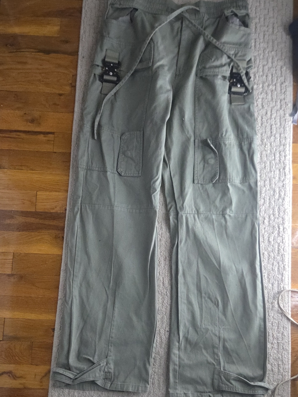 Fashion Nova Olive Green Cargo Pants with Buckle Accents